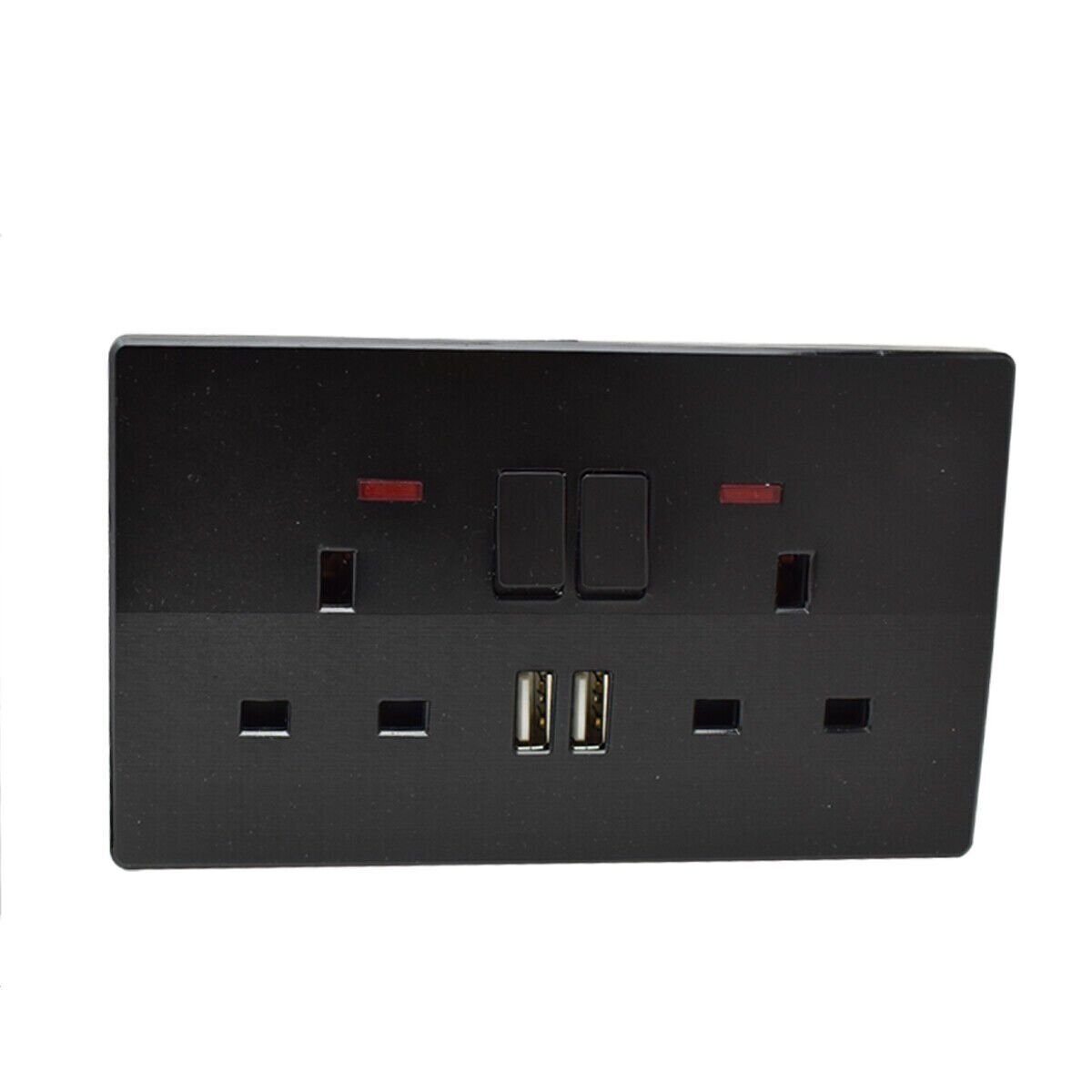 Luxury Two Tone Black USB Twin Universal Port Socket